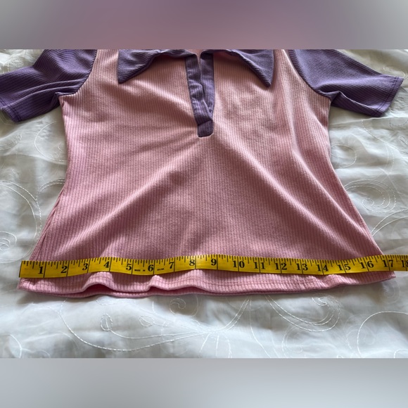 GoodTime USA 2-Piece XL Pink/Lavender Ribbed Collared w/Flared Bottoms Jump Suit - Picture 4 of 16